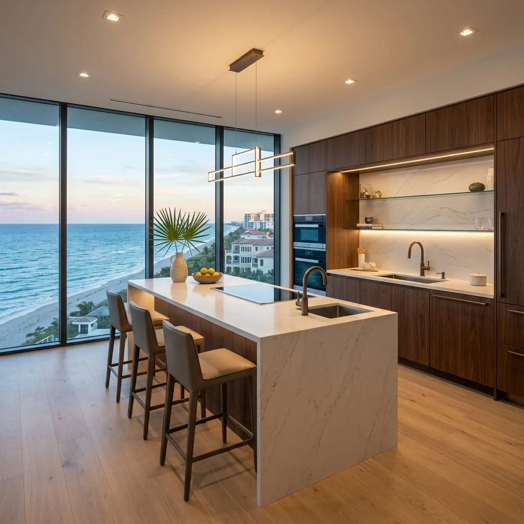 Oceanfront condo remodel with integrated premium panel appliances