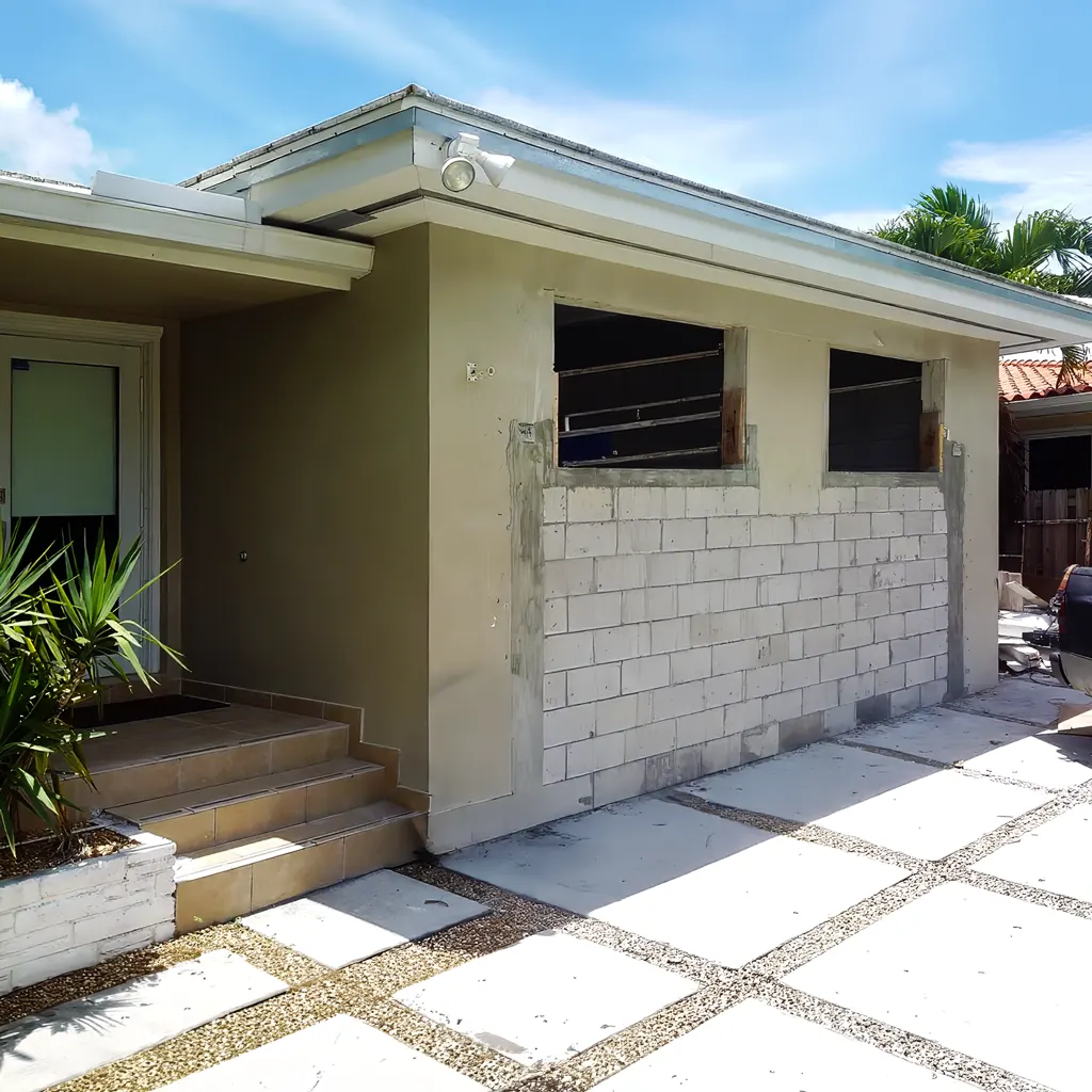 Realistic modern garage conversion into an in-law suite with LVP flooring and a mini-split AC